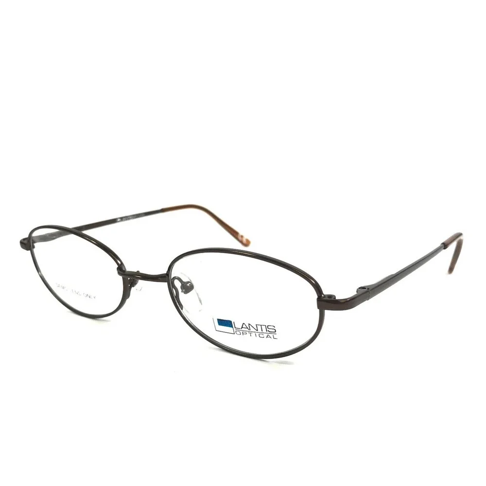 Lantis Optical Eyeglasses Frames L6012 BRN Brown Oval Wire Rim 49-130